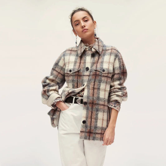 Isabel Marant Etoile Gastoni Wool-Blend Shirt Jacket In Plaid Print - Size 38