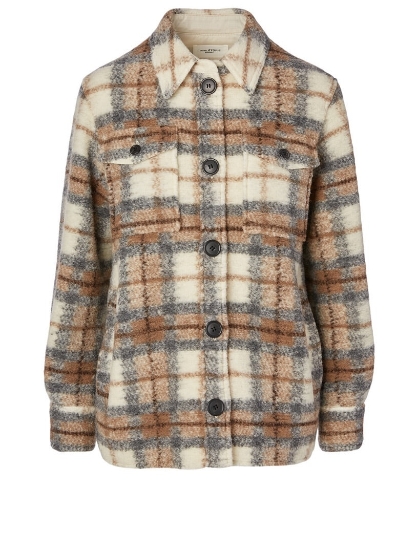 Isabel Marant Etoile Gastoni Wool-Blend Shirt Jacket In Plaid Print - Size 38