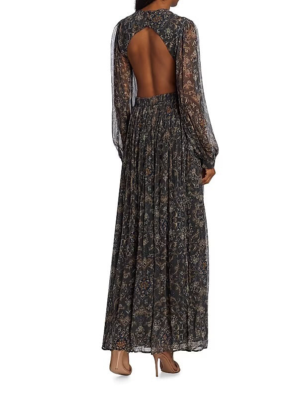 Hannah Artwear Rio Cutout Chiffon Maxi Dress - Size Small