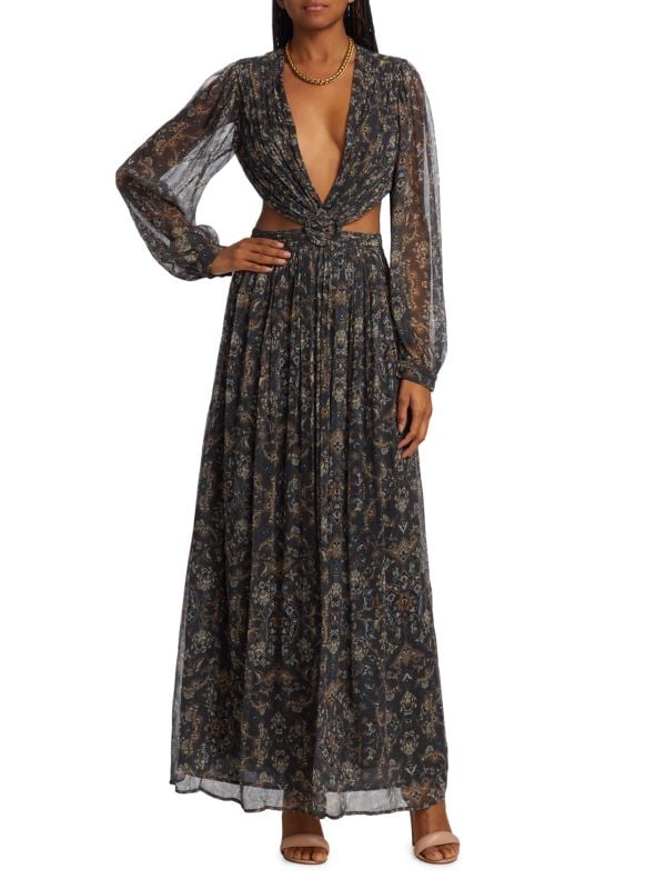 Hannah Artwear Rio Cutout Chiffon Maxi Dress - Size Small