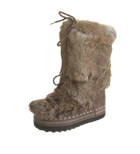 Bogner Fur Printed Lace-Up Boots - Size 7