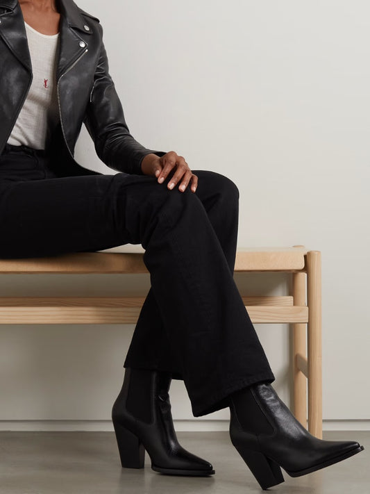 Saint Laurent Theo Leather Ankle Boots - Size 37