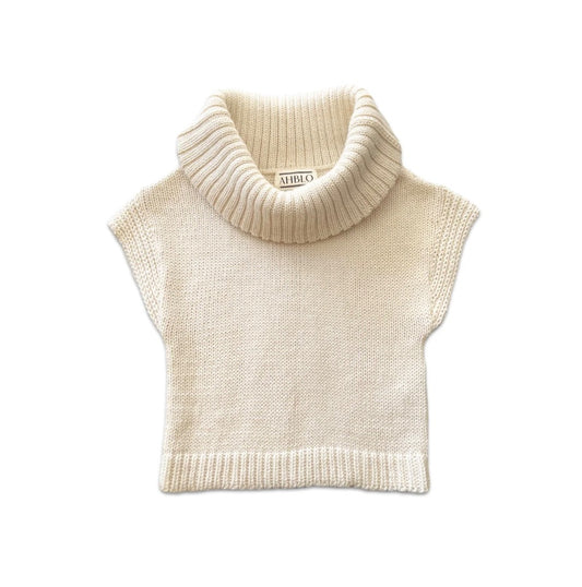 AHblo The Alpaca Knit Crop Top in White S