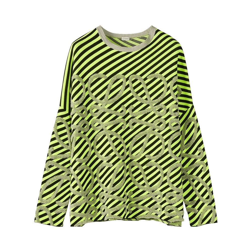 Loewe Striped Anagram Jacquard Knit Sweater 'Fluorescent Yellow' - Men's Small
