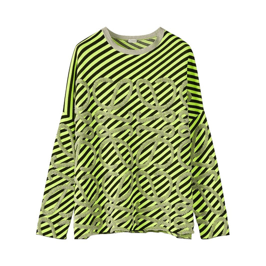 Loewe Striped Anagram Jacquard Knit Sweater 'Fluorescent Yellow' - Men's Small