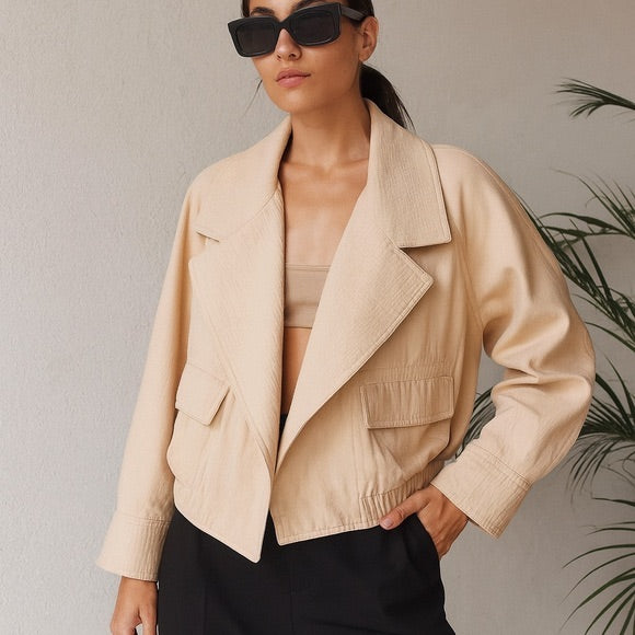 Vince Notch Lapel Crop Blazer Jacket - Size XS