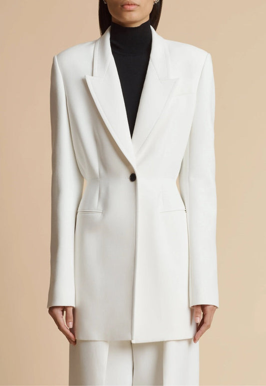 Khaite Beckett Blazer in Chalk - Size 2