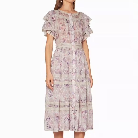 LoveShackFancy Claribel Midi Dress - Size 2