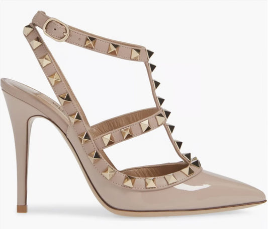 Valentino Garavani Rockstud Slingback Pumps In Nude/Blush - Size 38.5.