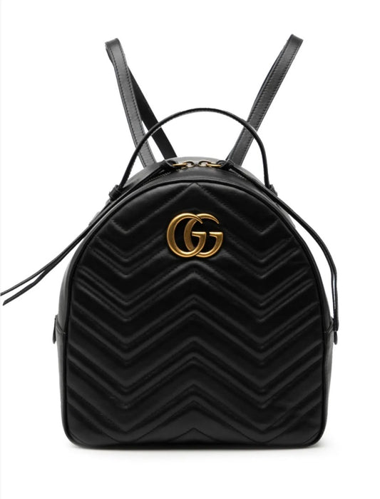 Gucci Black Small GG Marmont Matelasse Leather Backpack