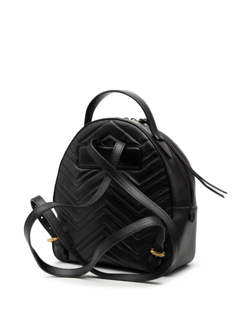 Gucci Black Small GG Marmont Matelasse Leather Backpack