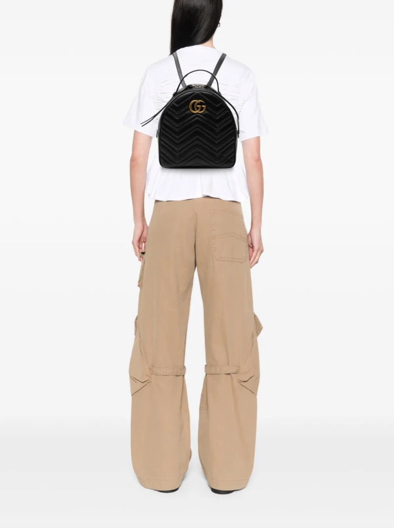Gucci Black Small GG Marmont Matelasse Leather Backpack