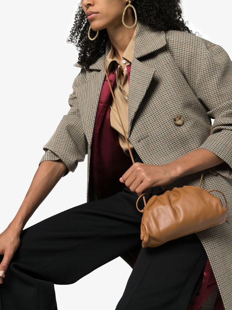 Bottega Veneta The Pouch Mini Gathered Leather Bag in Caramel
