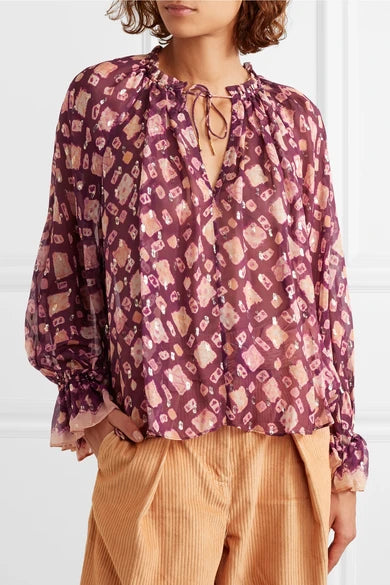 Ulla Johnson Nailah Bordeaux Blouse - Size 4