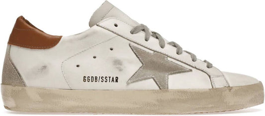 Golden Goose Super-Star White Vacchetta Tan Grey Suede Patch - Size 40