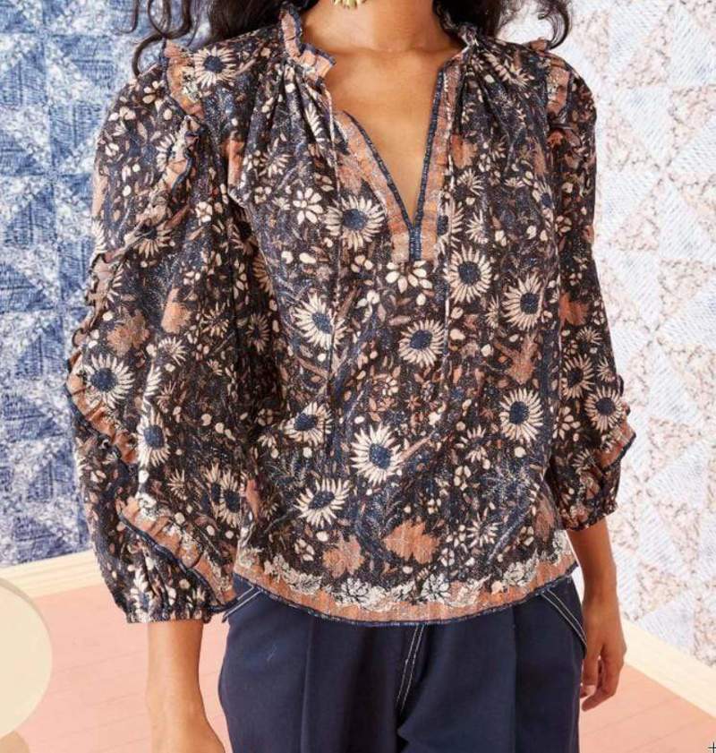 Ulla Johnson Manet Blouse in Obsidian - Size 2