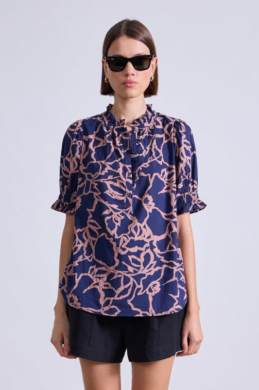 Apiece Apart Los Altos Top in Large Lace Floral Navy - Size M (New without tags)
