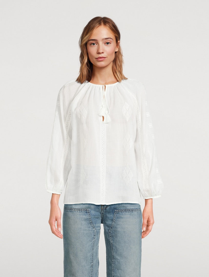 Nili Lotan Cristo Ramie Blouse in White