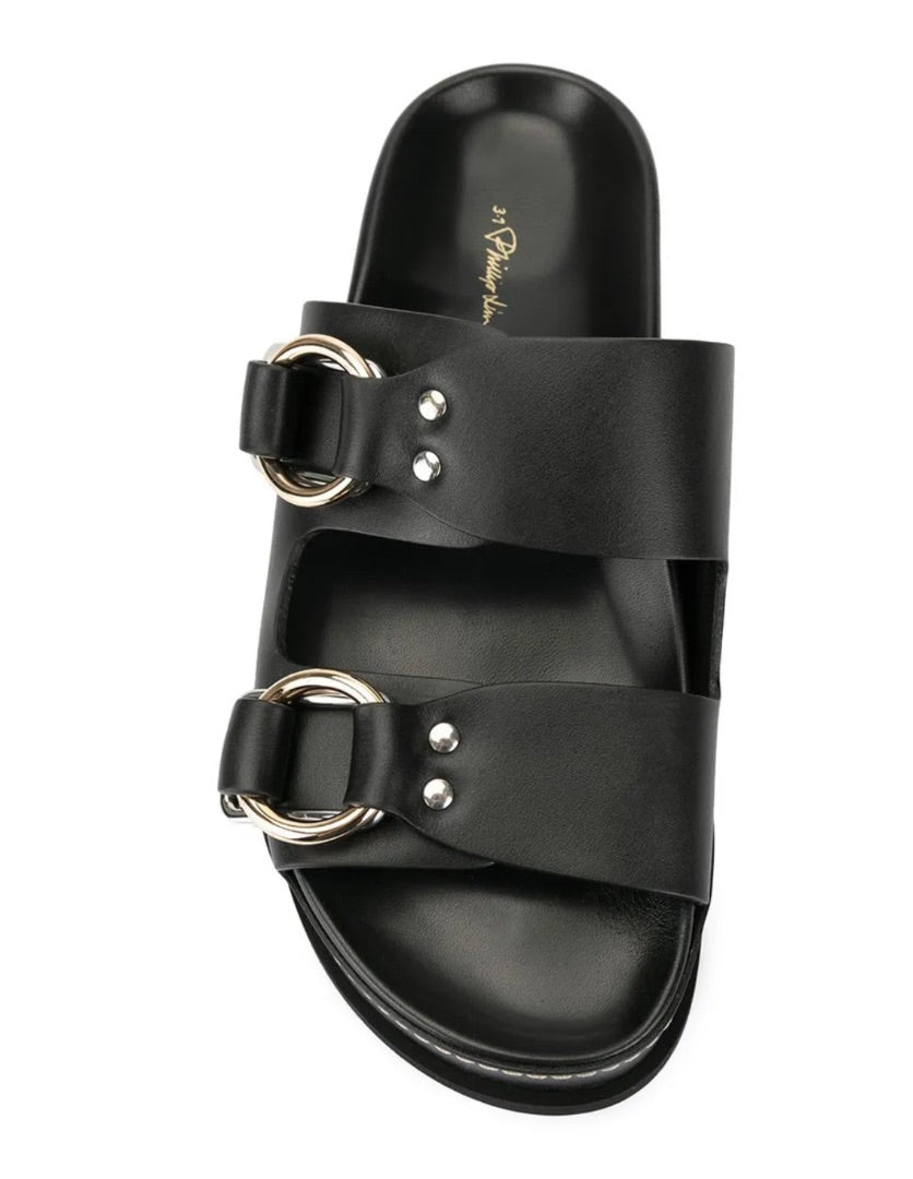 3.1 Phillip Lim Frieda Double Buckle Sandals in Black 37