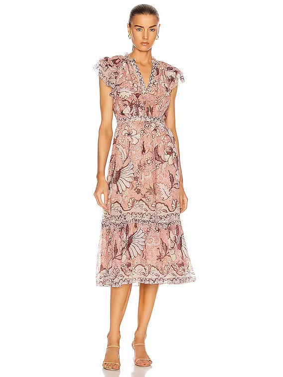 Ulla Johnson Celestia Floral Midi Dress - Size 2