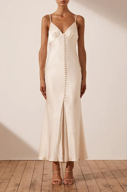 Shona Joy La Lune Bias Slip Dress in Ivory - Size 4