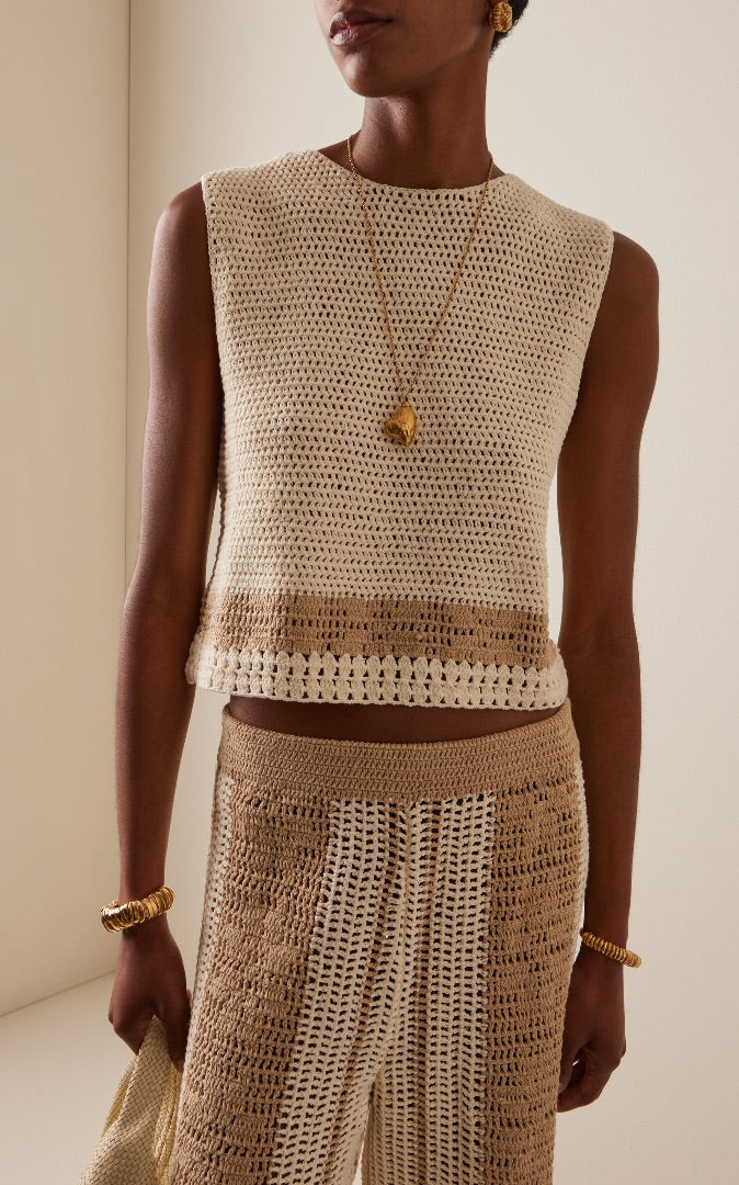 All That Remains Willow Crocheted Cotton Top & Striped Pants SET - Size 6