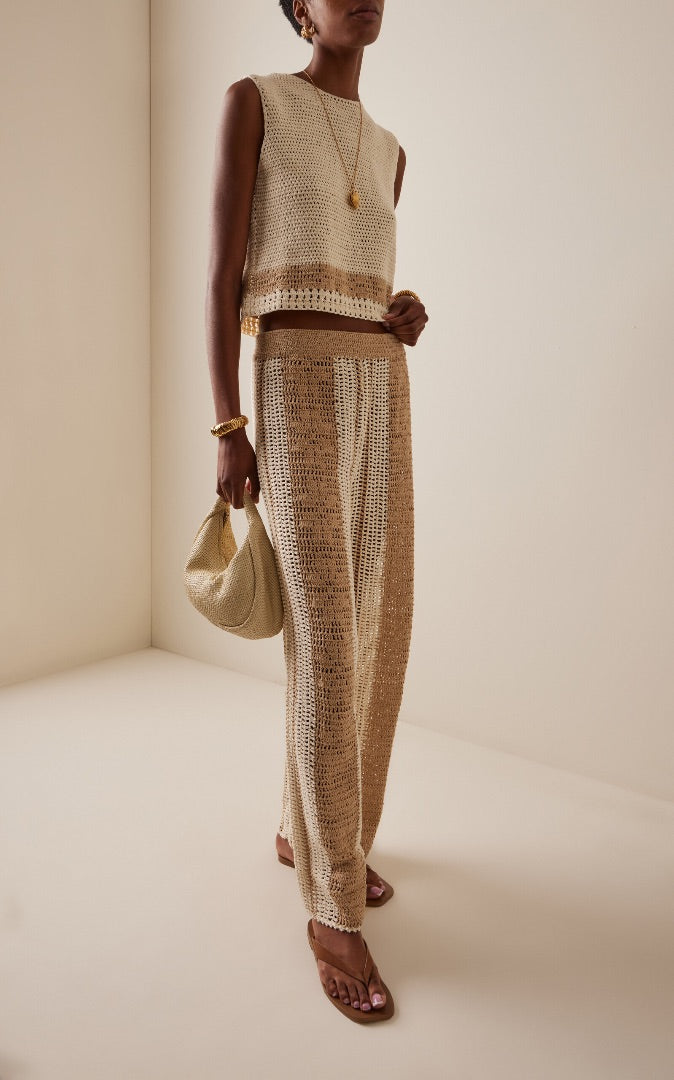 All That Remains Willow Crocheted Cotton Top & Striped Pants SET - Size 6