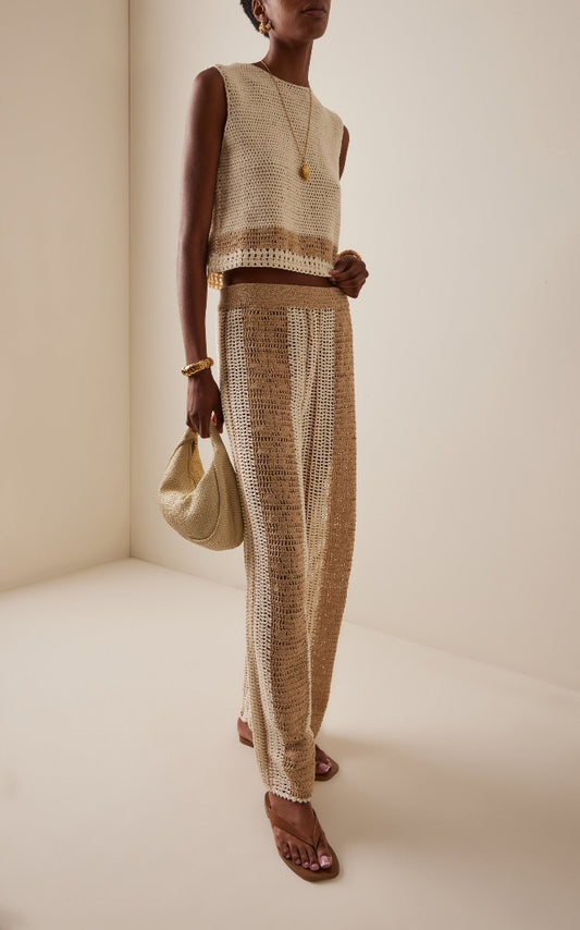 All That Remains Willow Crocheted Cotton Top & Striped Pants SET - Size 6