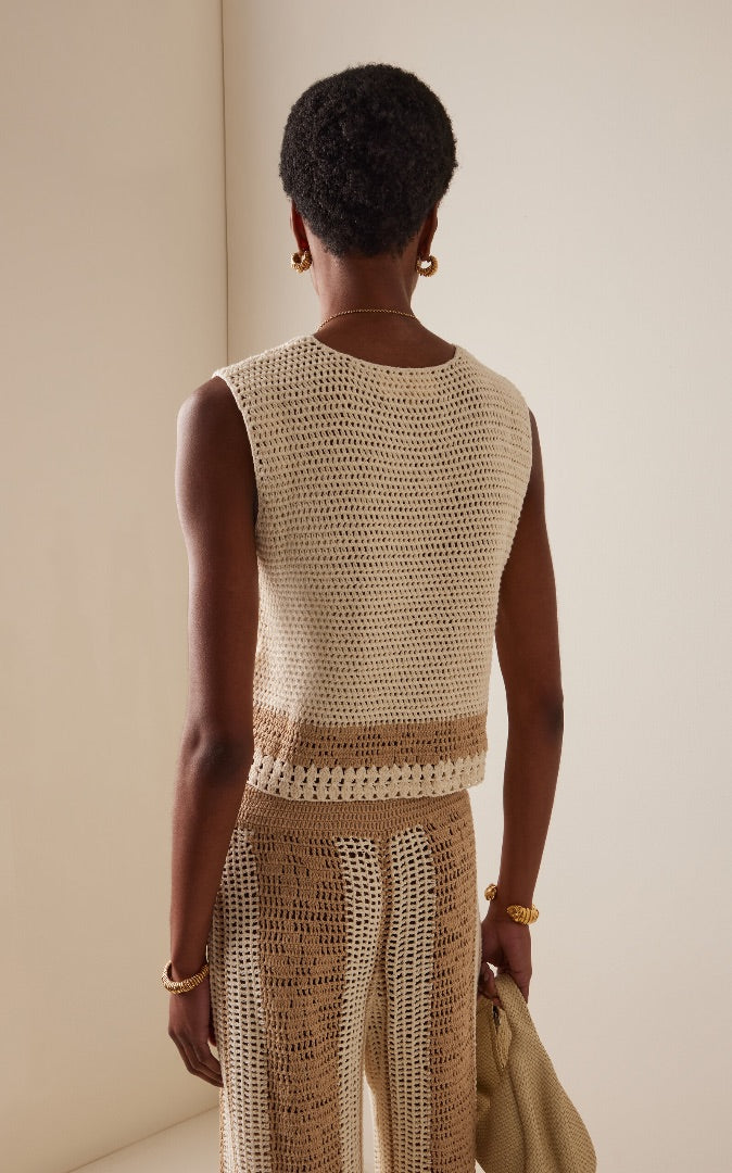 All That Remains Willow Crocheted Cotton Top & Striped Pants SET - Size 6