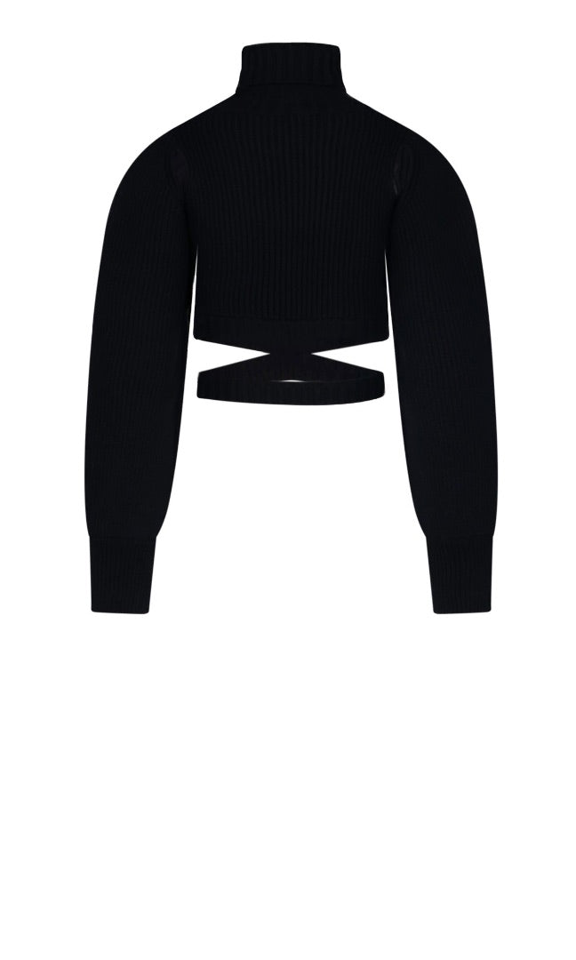 Adamo Cropped Cutout Rib Sweater S