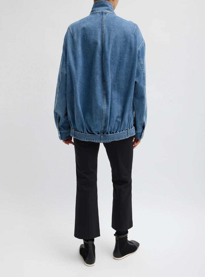 Tibi Classic Denim Moto Bomber - Size XS (Oversized)