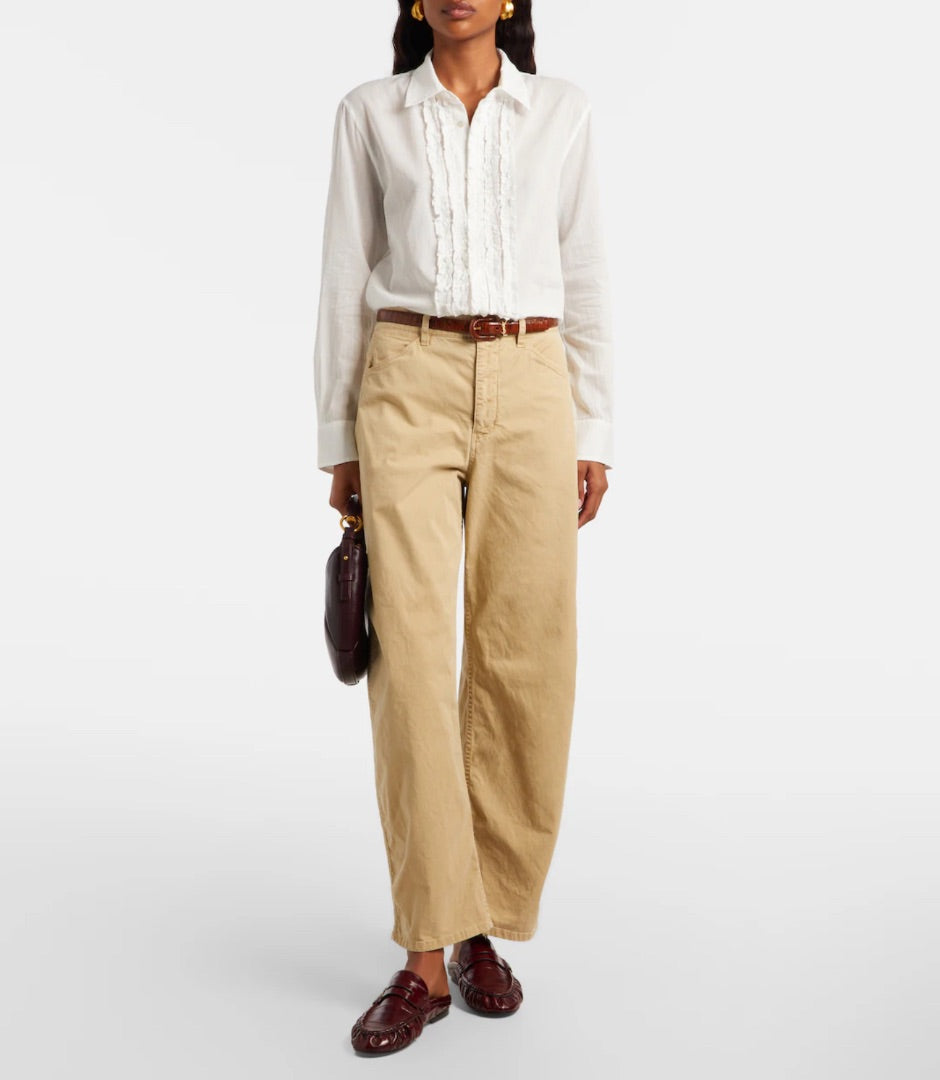 Nili Lotan Tribeca Cotton Twill Barrel-Leg Pants - Size 0