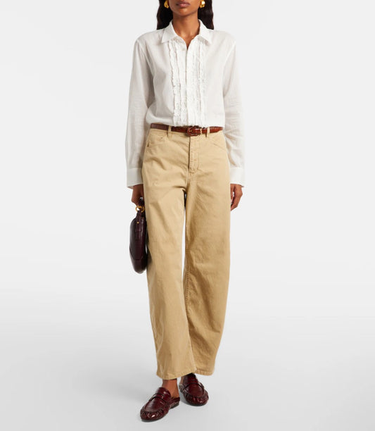 Nili Lotan Tribeca Cotton Twill Barrel-Leg Pants - Size 0