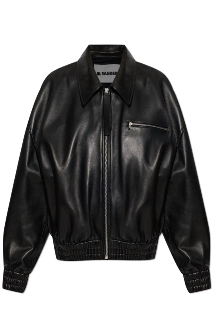 Jil Sander Black Leather Jacket (Brand New) - Size 36