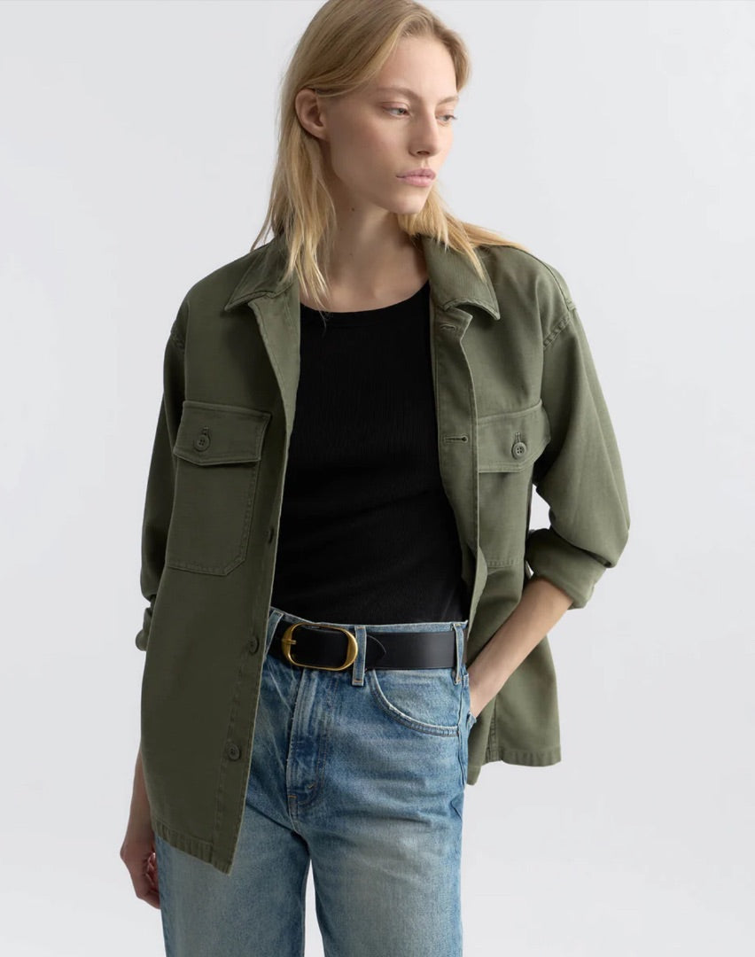 Nili Lotan Howard Overshirt in Green - Size Small