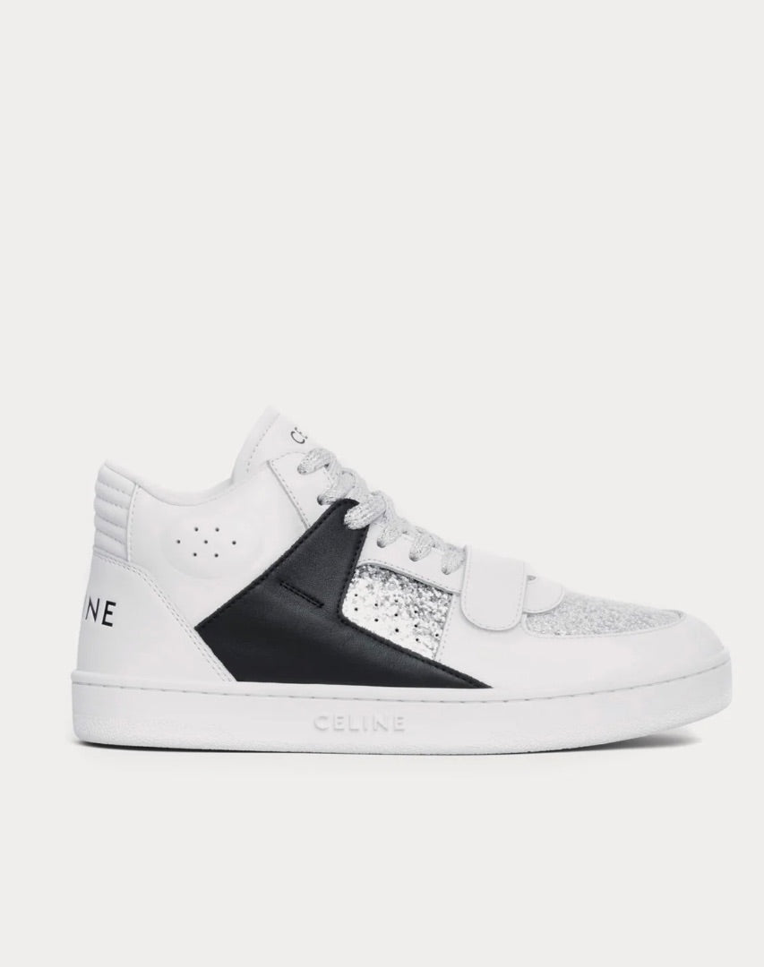 Celine Patent Sparkle optic white black mid top 37