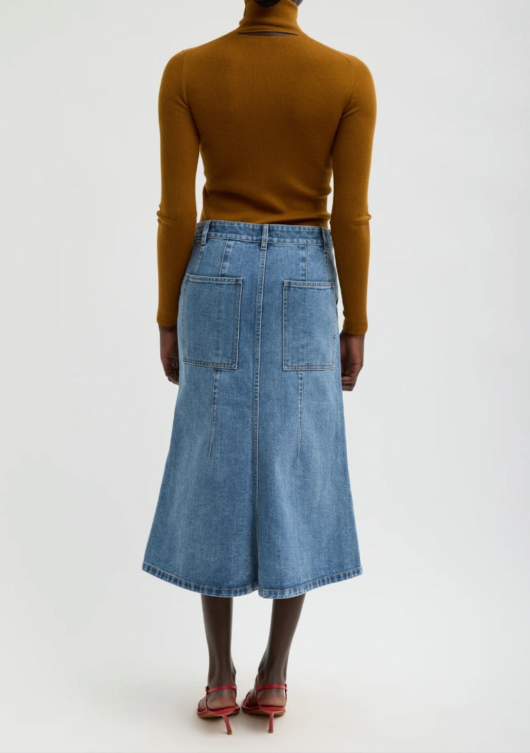 Tibi Classic Denim Sculpted Silke Skirt BNWT - Size 26