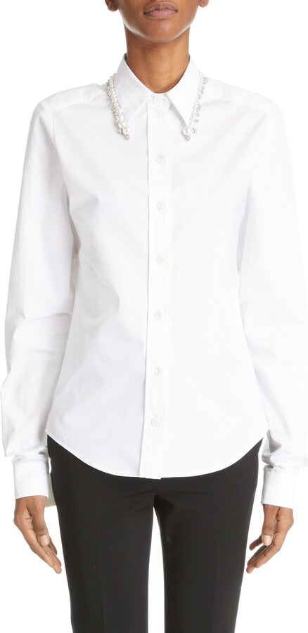 Givenchy Pearl & Rhinestone Button Up top 36