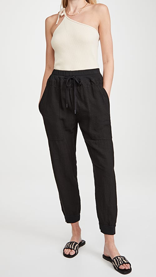 Bassike Black Linen Jogger - Size S