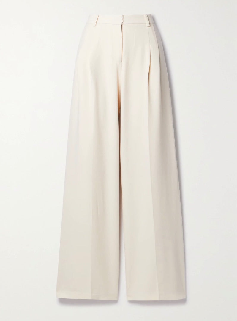 Simkhai Blossom Pleated Crepe Wide-Leg Pants in Cream BNWT - Size 8