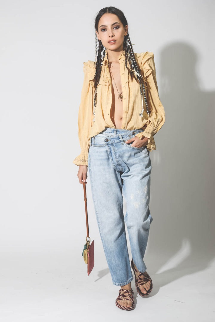 R13 Cross Over Jean in Stevie Blue - Size 28