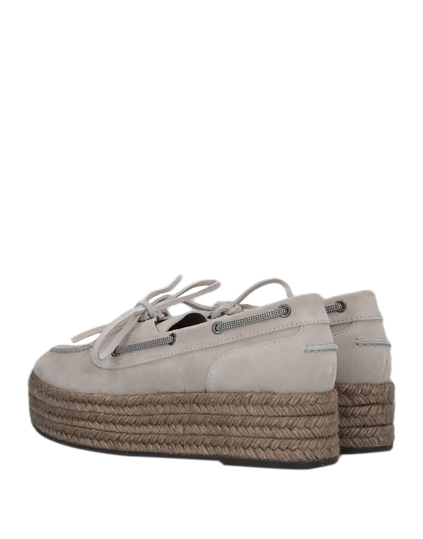 Brunello Cucinelli Embellished Suede Flatform Espadrille Loafers (Brand New) - Size 40