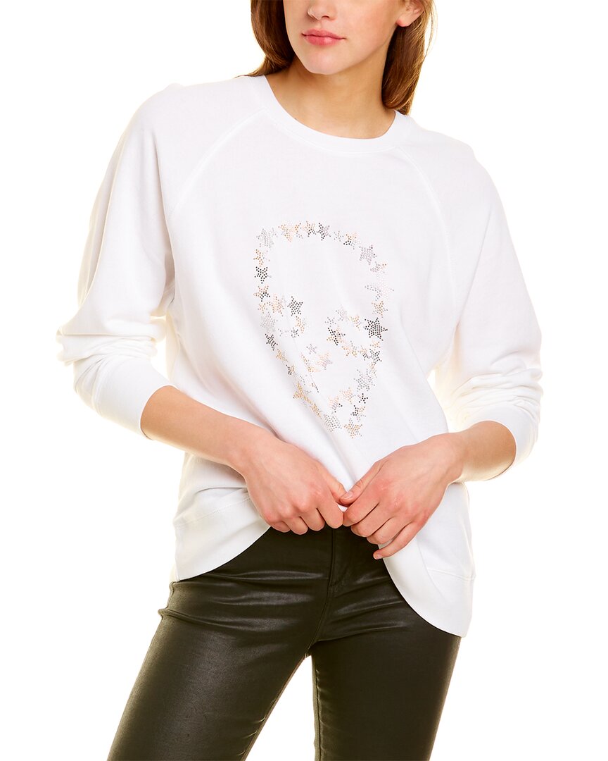 Zadig & Voltaire Upper Skull Stars Strass Sweatshirt In White - Size M
