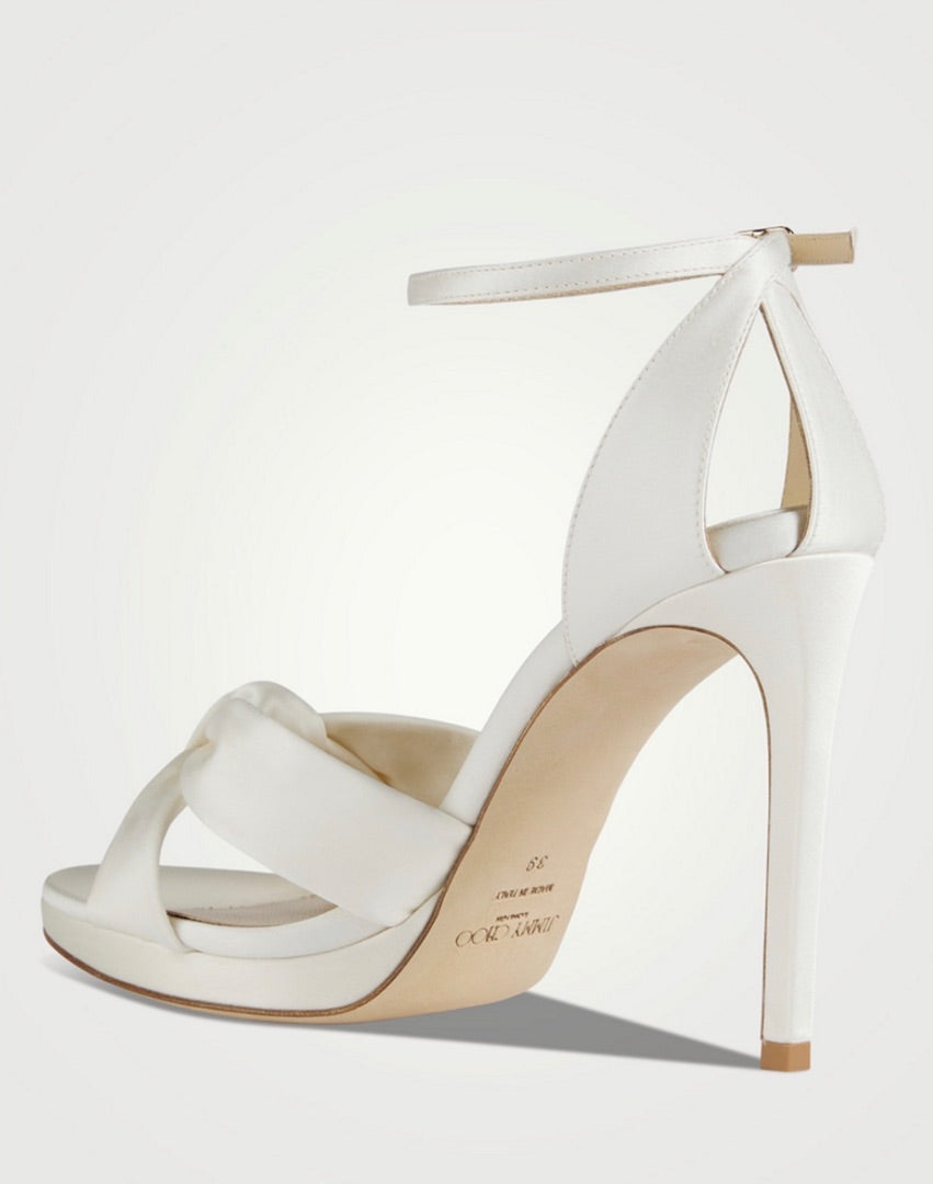 Jimmy Choo Rosie 100 Ivory Satin Sandal Pumps - Size 36.5