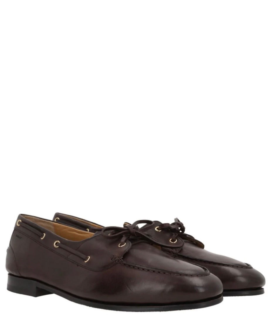 Bally Brown Leather Derby Loafer 38