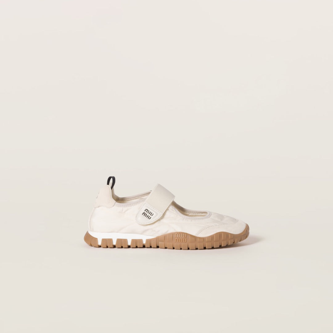 Miu Miu Tyre Technical Fabric and Suede Ballerinas - Size 38