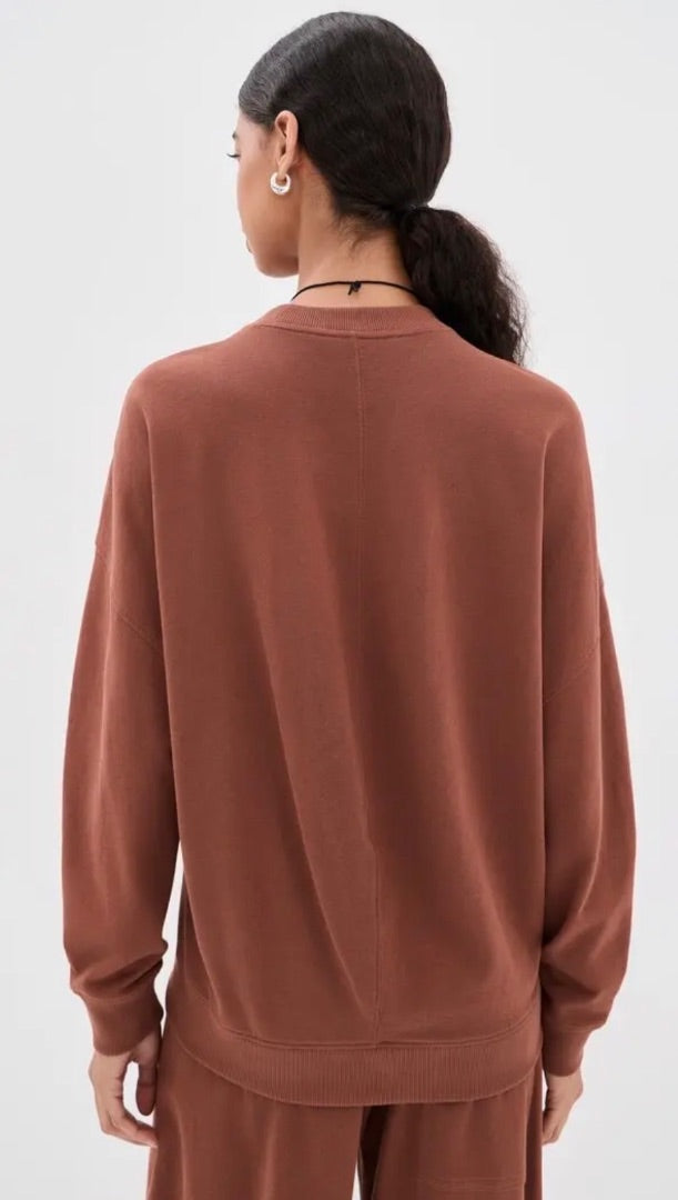 Tibi Lightweight Crew Neck Sweatshirt & Winslow Sweatpants in Red Clay - Size XS