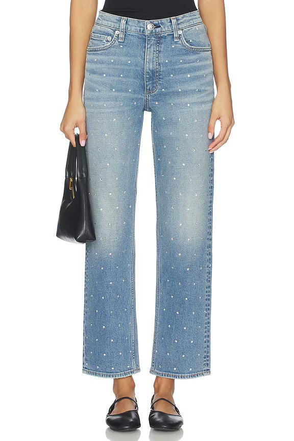 Rag & Bone Harlow Jewel Ankle Straight Jeans - Size 28