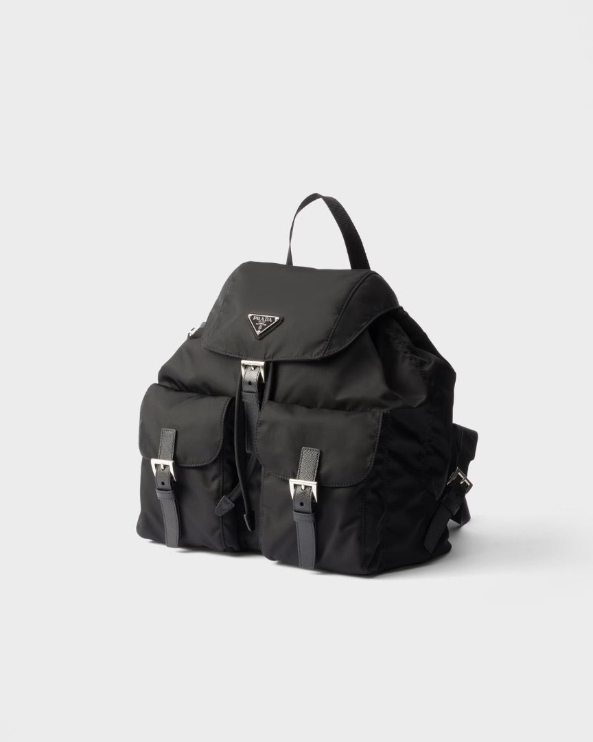 Prada Re-Nylon Medium Leather-Trimmed Backpack