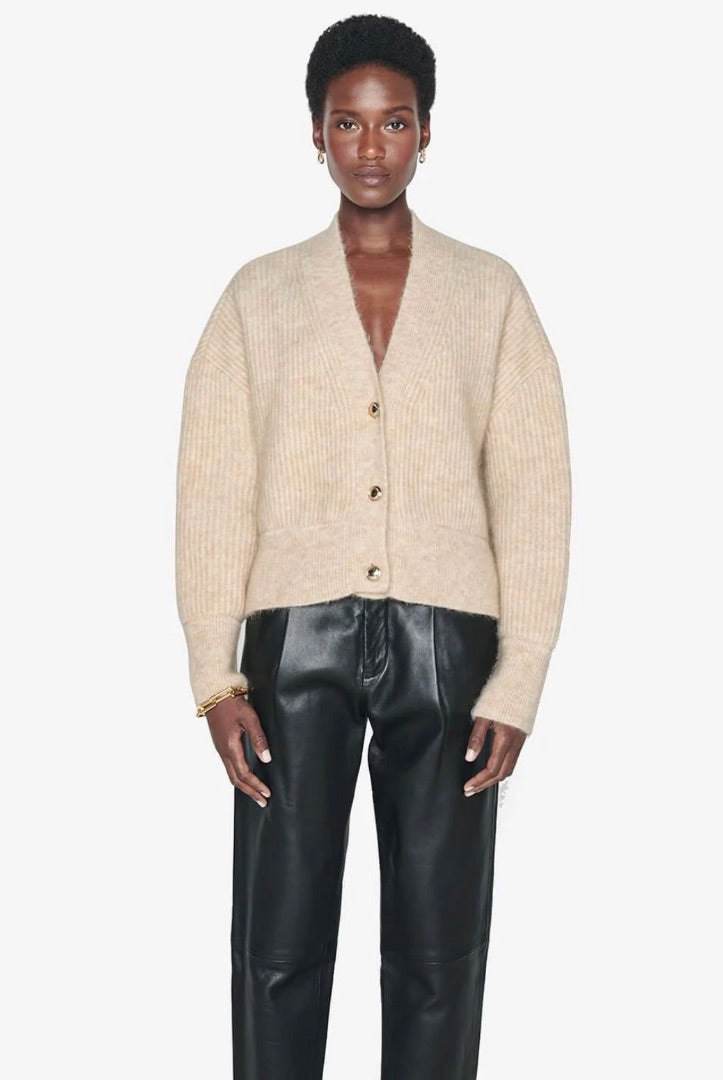Anine Bing Maxwell Cardigan in Oat - Size XS